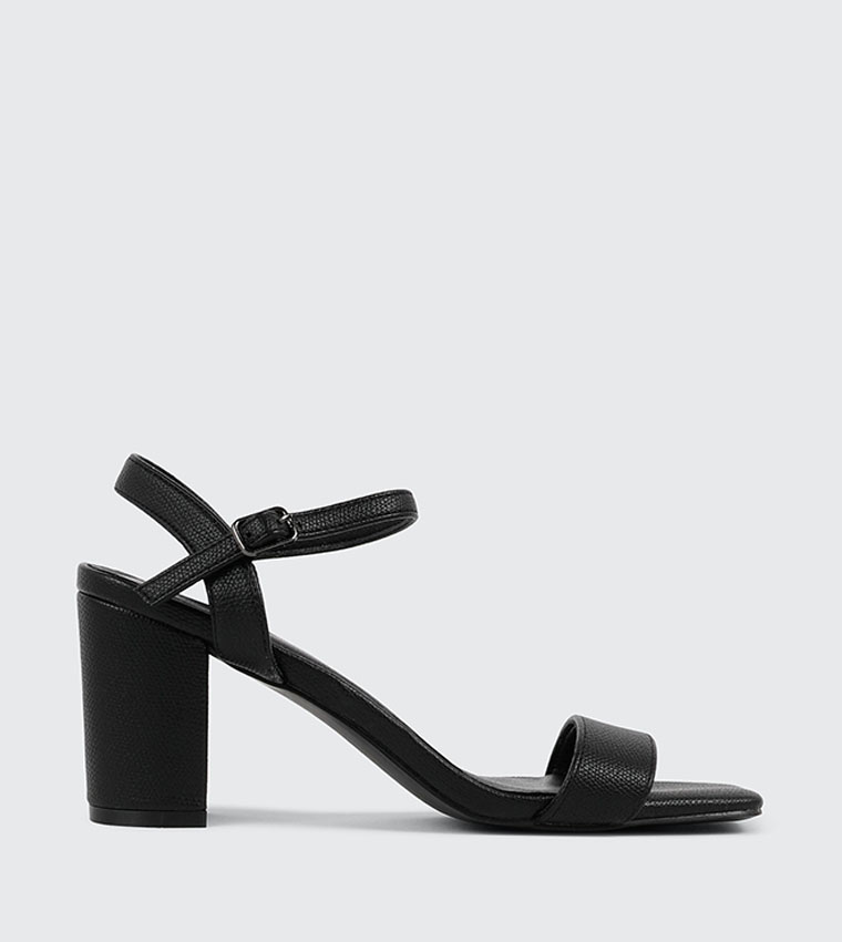Solid Ankle Loop Open Toe Heel Sandals