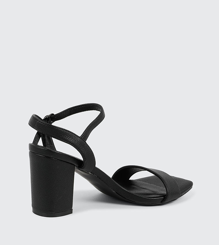 Solid Ankle Loop Open Toe Heel Sandals