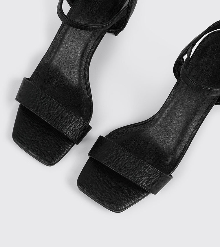Solid Ankle Loop Open Toe Heel Sandals