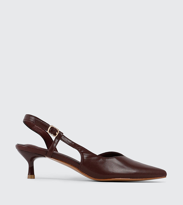 Textured Pointed Toe Slingback Pumps