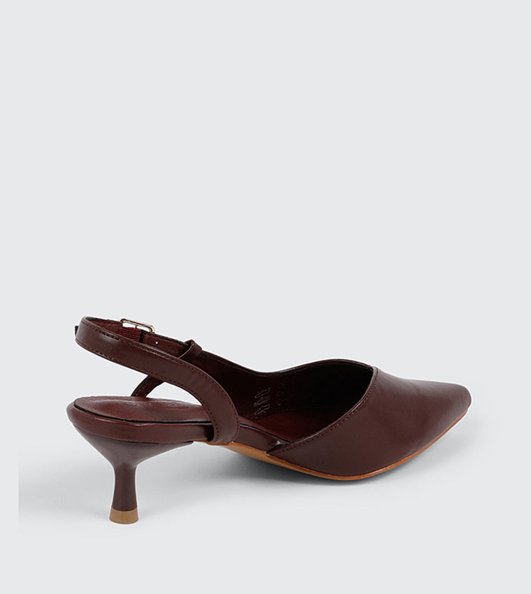 Textured Pointed Toe Slingback Pumps