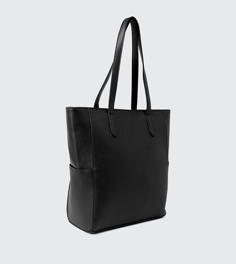 Textured Side Pocket Tote Bag