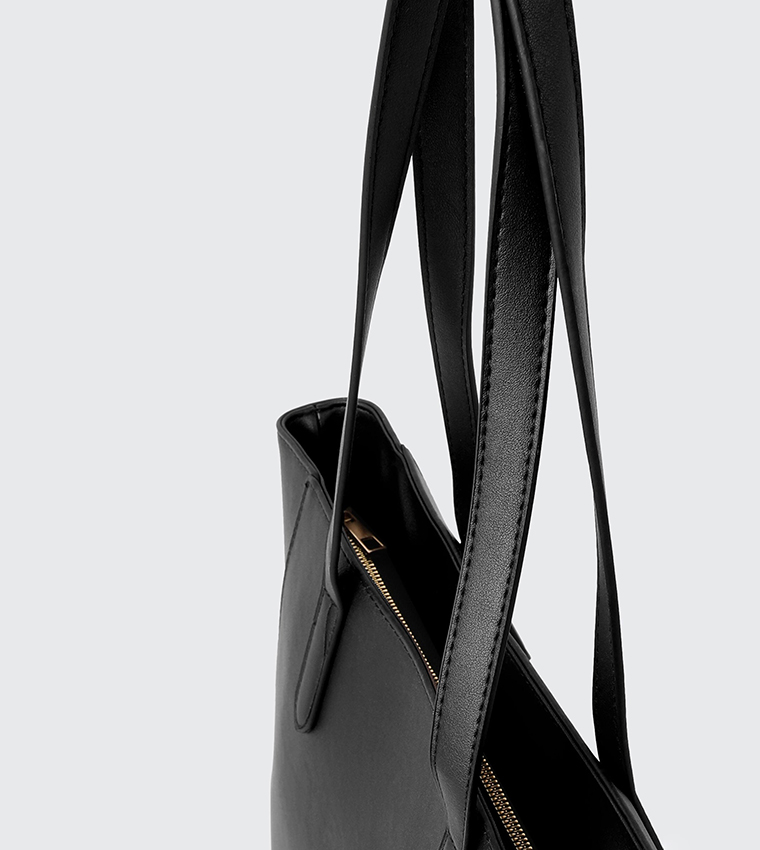 Textured Side Pocket Tote Bag