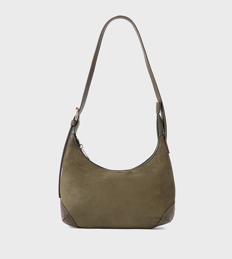 Solid Faux Suede Shoulder Bag
