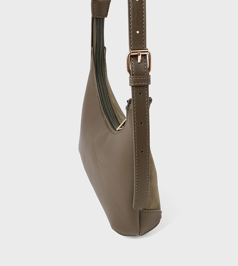 Solid Faux Suede Shoulder Bag