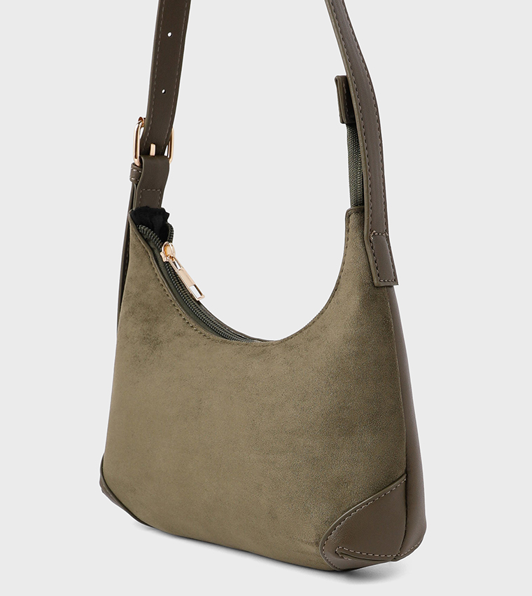 Solid Faux Suede Shoulder Bag