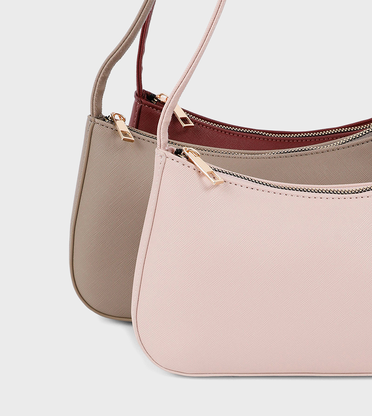 Textured Zip Shoulder Bag