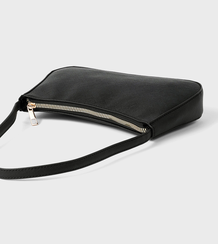 Textured Zip Shoulder Bag