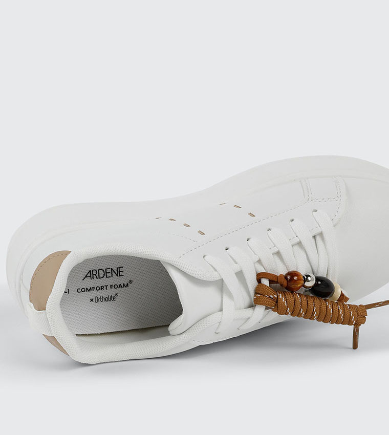 Solid Platform Sneakers with Removable Charm