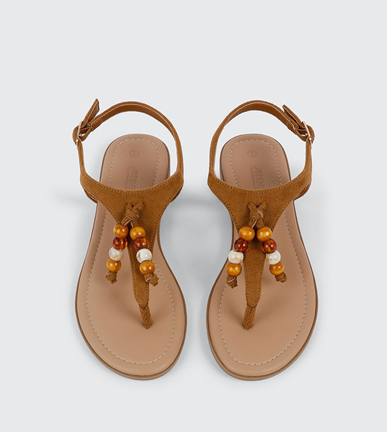 اردين  الصنادل المسطحة - حنطي Flat Sandals