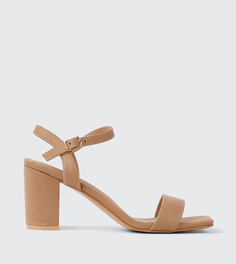 Solid Open Toe Block Heel Sandals