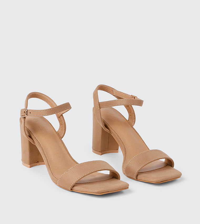 Solid Open Toe Block Heel Sandals