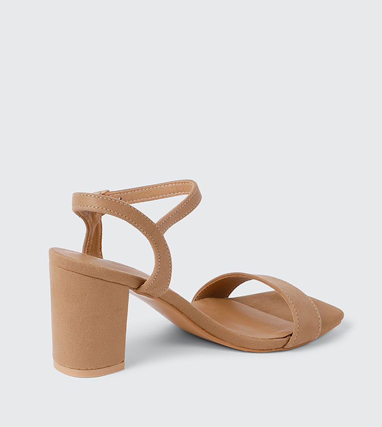 Solid Open Toe Block Heel Sandals