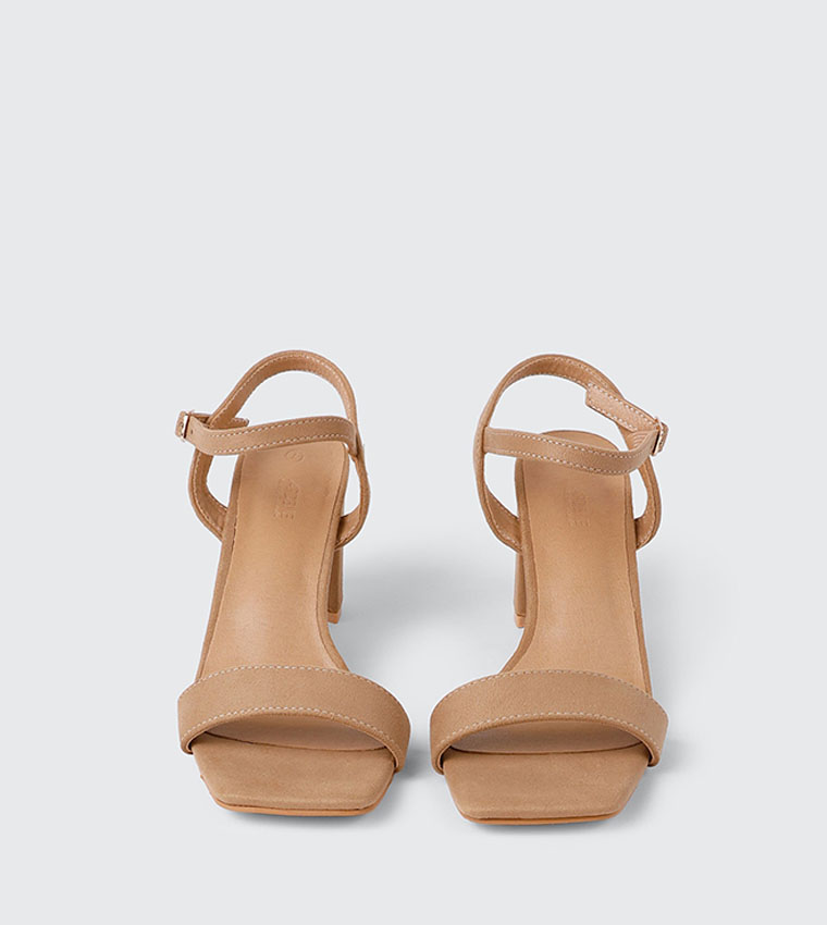 Solid Open Toe Block Heel Sandals