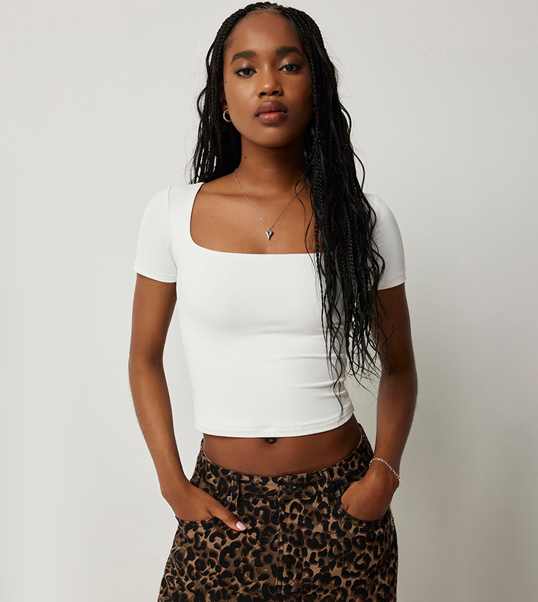 Contour Square Neck Crop T-Shirt