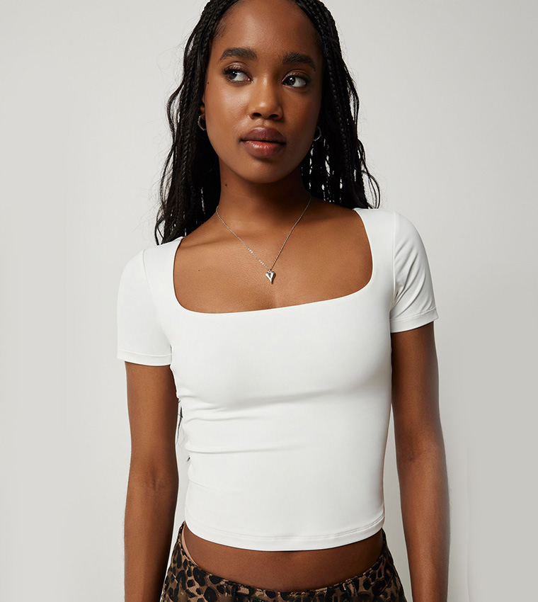 Contour Square Neck Crop T-Shirt
