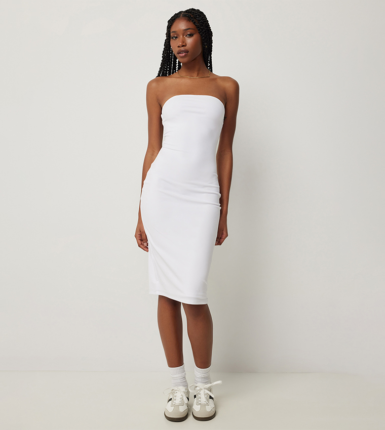Solid Strapless Bodycon Dress