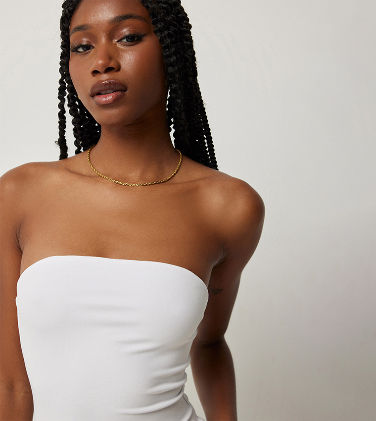 Solid Strapless Bodycon Dress