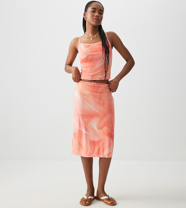 Patterned Mesh Cami Top