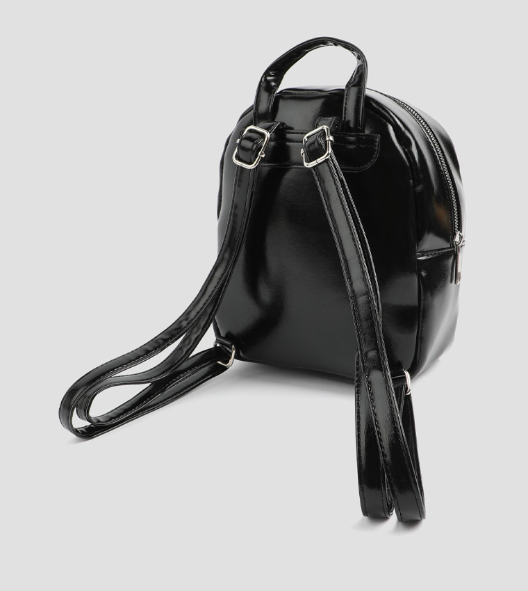 Glossy Faux Leather Mini Backpack