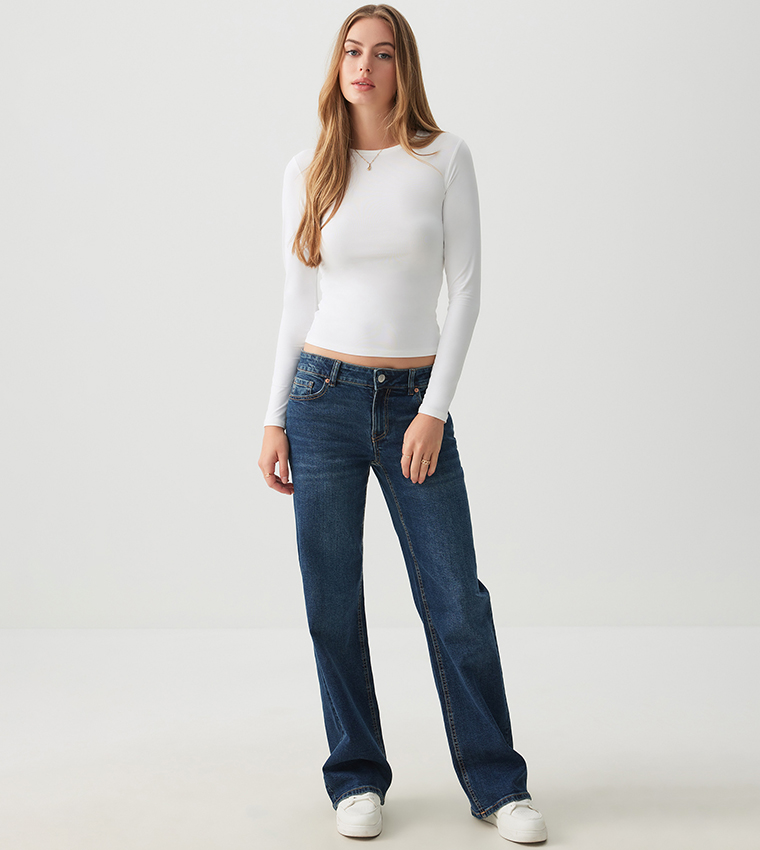 Solid Long Sleeves Crop T-Shirt