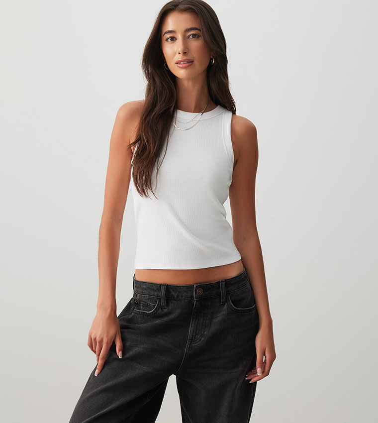 Ribbed Sleeveless Crop Top