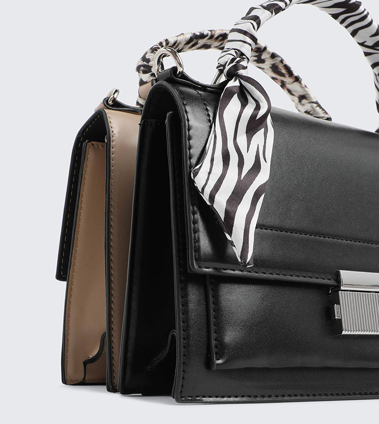 Scarf Detail Top Handle Bag