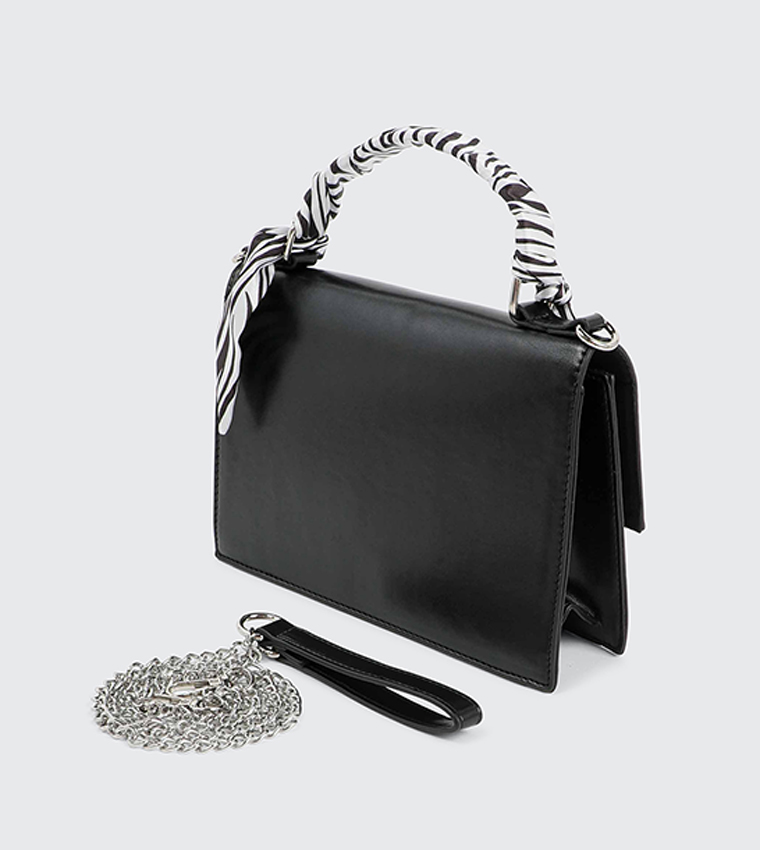 Scarf Detail Top Handle Bag