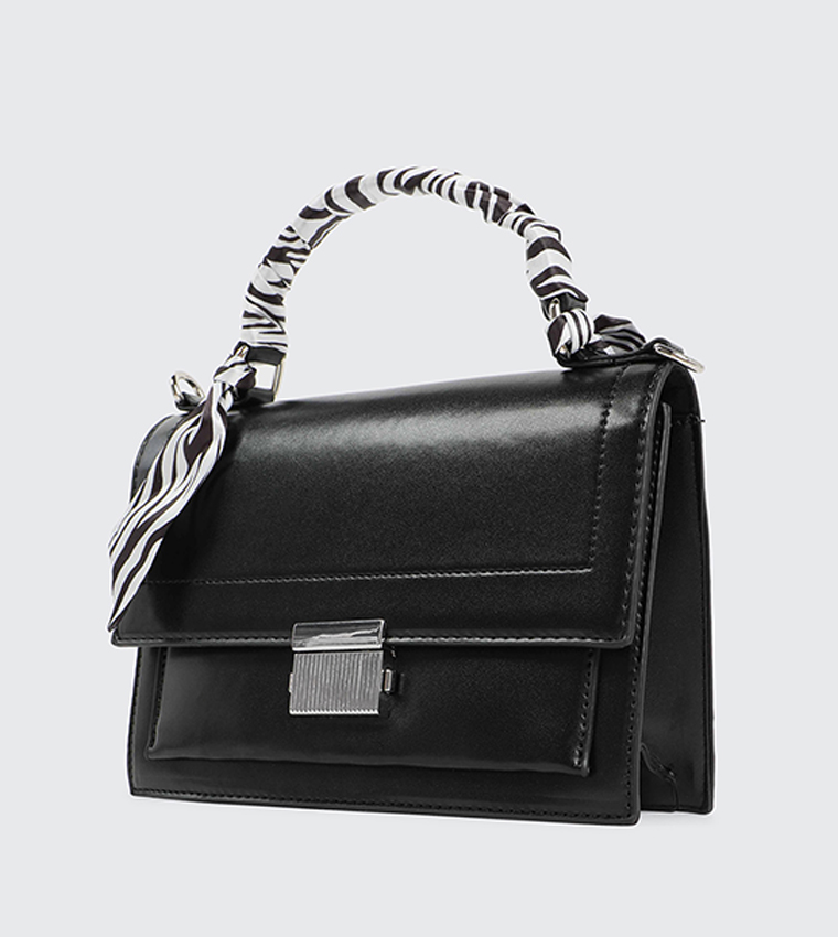 Scarf Detail Top Handle Bag