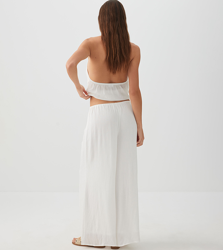 بنطلون واسع بخصر متوسط ومجعد