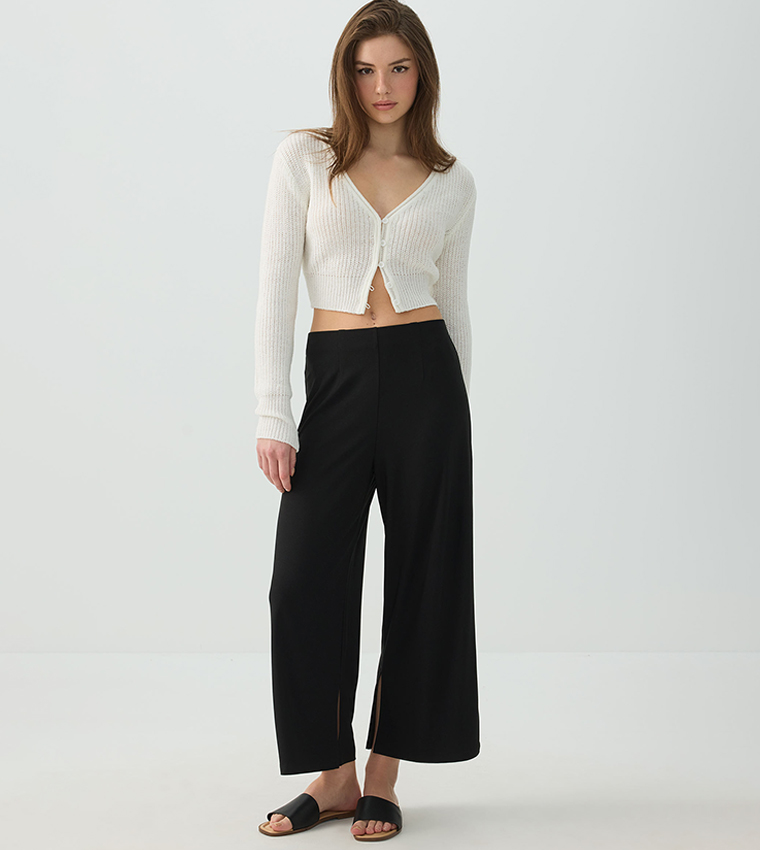 Solid Culottes with Side Slits