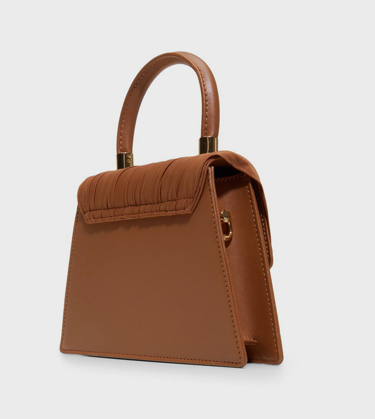 AUBRIE Textured Flap Top Handle Bag