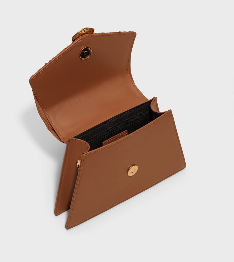 AUBRIE Textured Flap Top Handle Bag