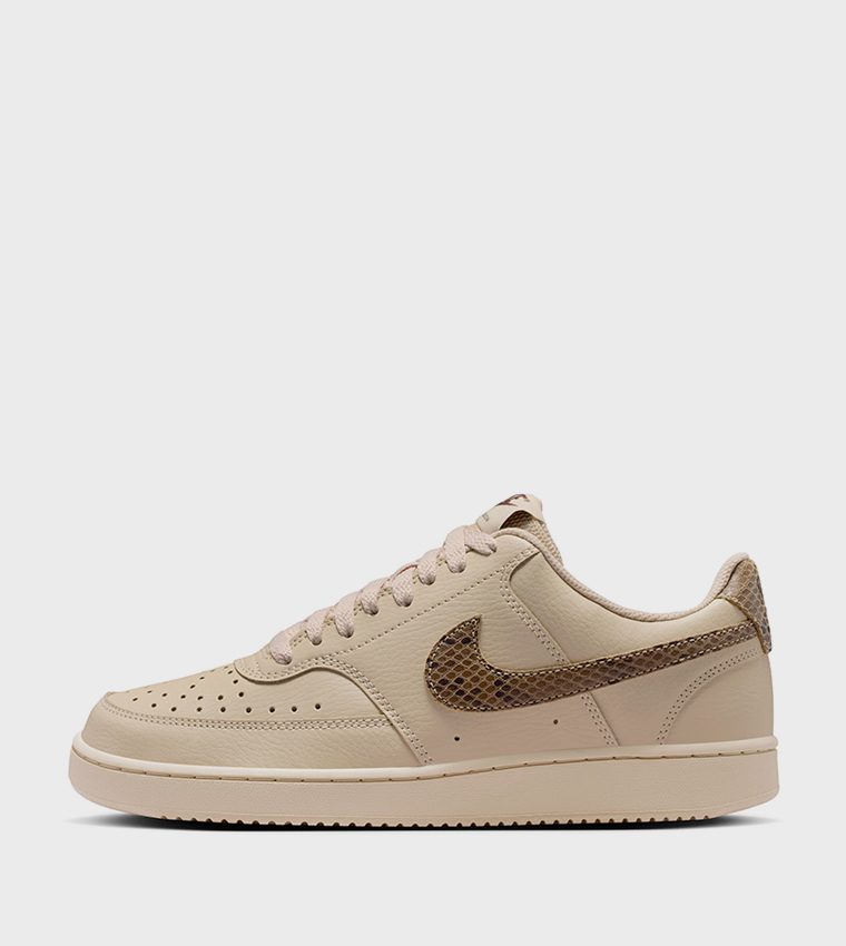 COURT VISION Snakeskin Logo Lace-Up Sneakers