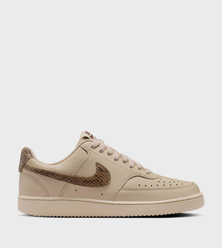 COURT VISION Snakeskin Logo Lace-Up Sneakers