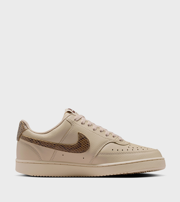 COURT VISION Snakeskin Logo Lace-Up Sneakers