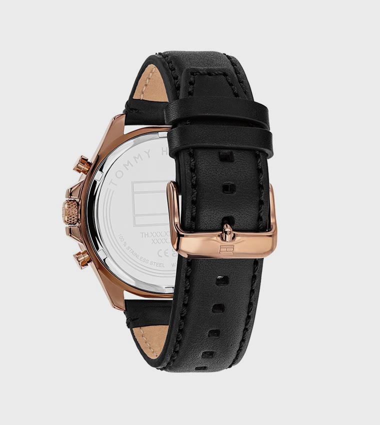 CLARK Black Dial Leather Strap Analog Watch