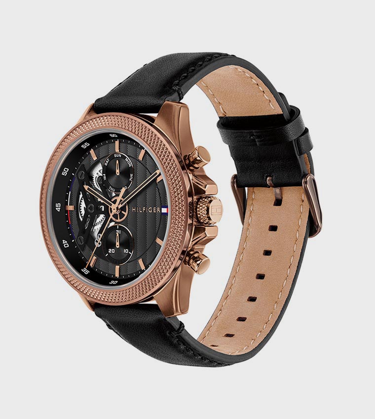 CLARK Black Dial Leather Strap Analog Watch