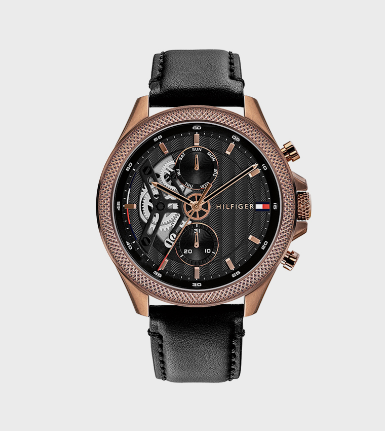 CLARK Black Dial Leather Strap Analog Watch