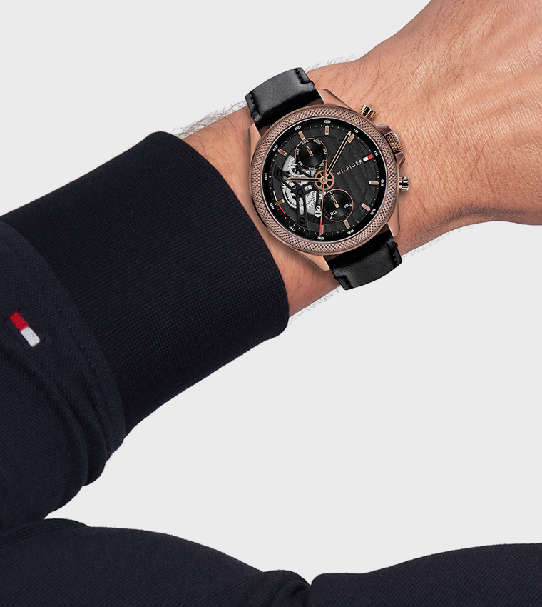 CLARK Black Dial Leather Strap Analog Watch