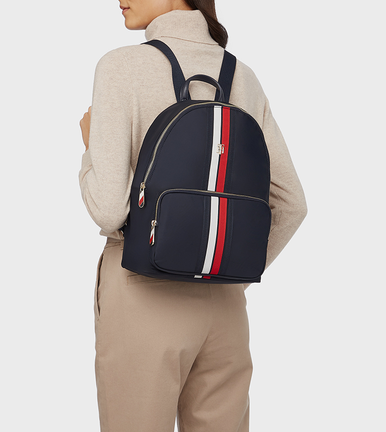 Striped Zipper Backpack