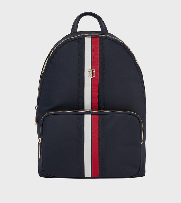 Striped Zipper Backpack