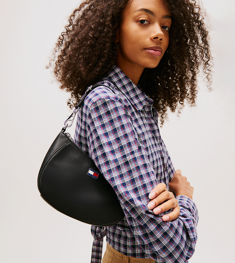 Logo Detail Zippered Shoulder Bag