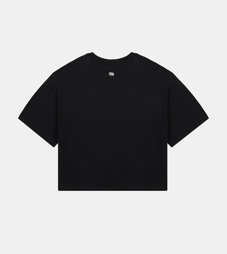 Typography Graphic Short Sleeve Cropped T-shirt