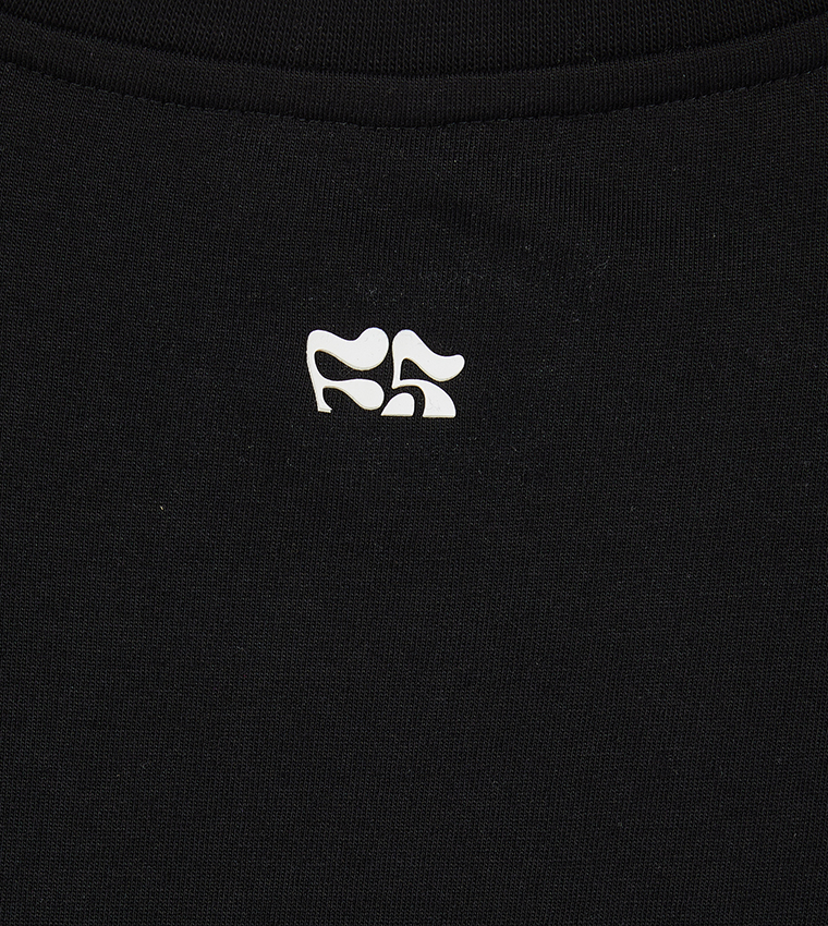 Typography Graphic Short Sleeve Cropped T-shirt