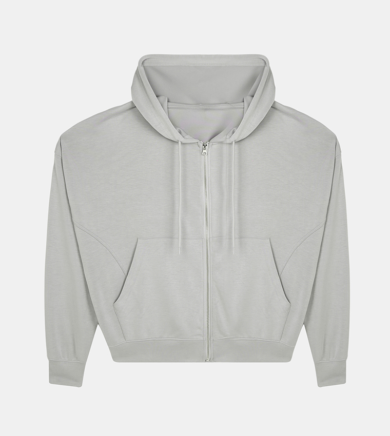 Logo Embroidered Zip-up Oversized Hoodie