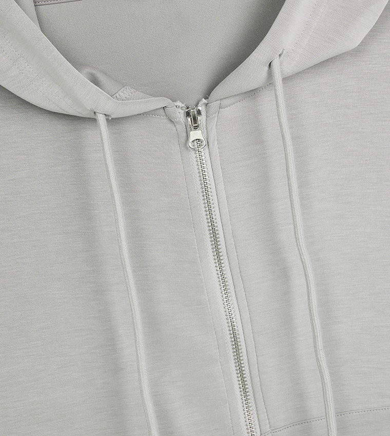 Logo Embroidered Zip-up Oversized Hoodie