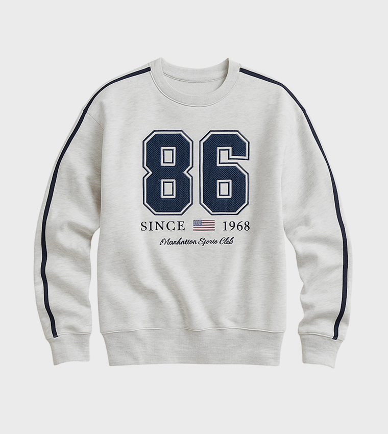 Embroidered Crew Neck Sweatsuit Set