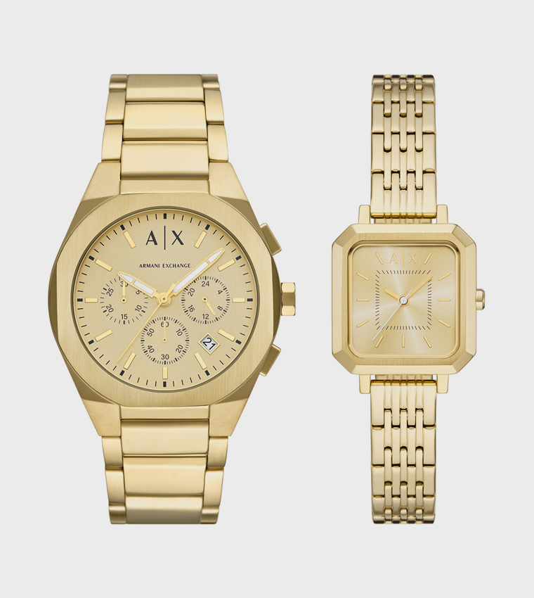 Stainless Steel Couple Watch Gift Set