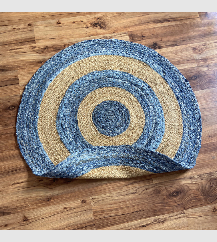 Color Block Round Jute Rug